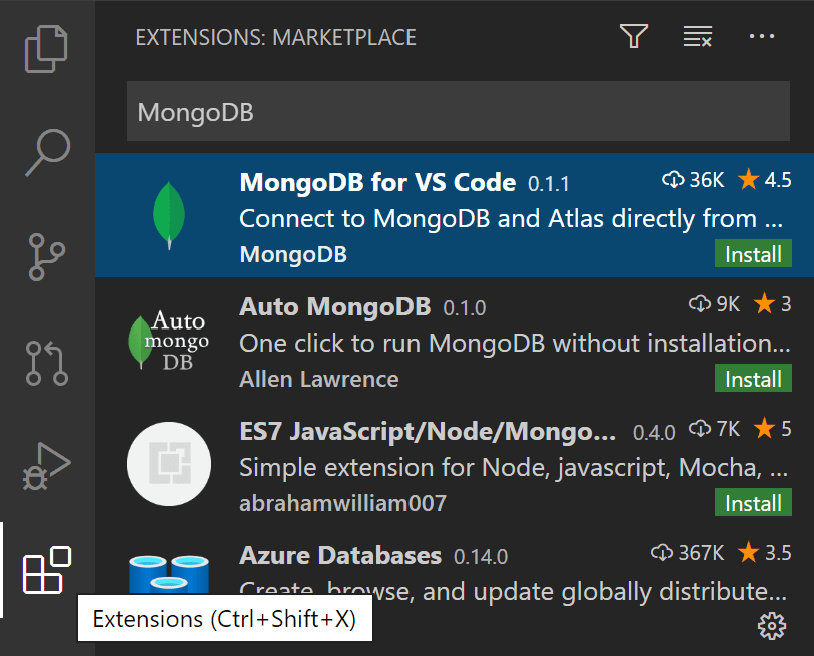 为 VS Code 选择 MongoDB