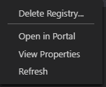 Azure 注册表上下文菜单
