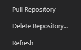 Azure 存储库上下文菜单