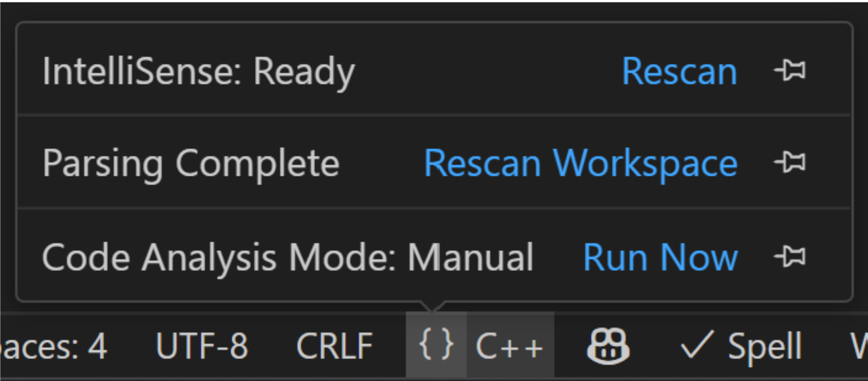C++ 扩展语言状态栏弹出按钮