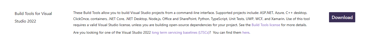 Visual Studio 构建工具下载