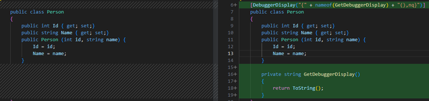 添加 DebuggerDisplay 属性示例