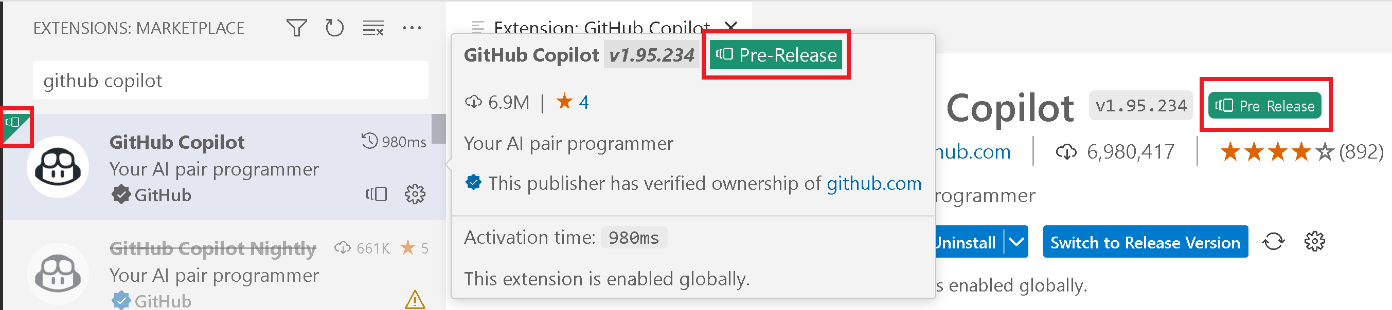 GitHub Copilot 扩展的预发布版本