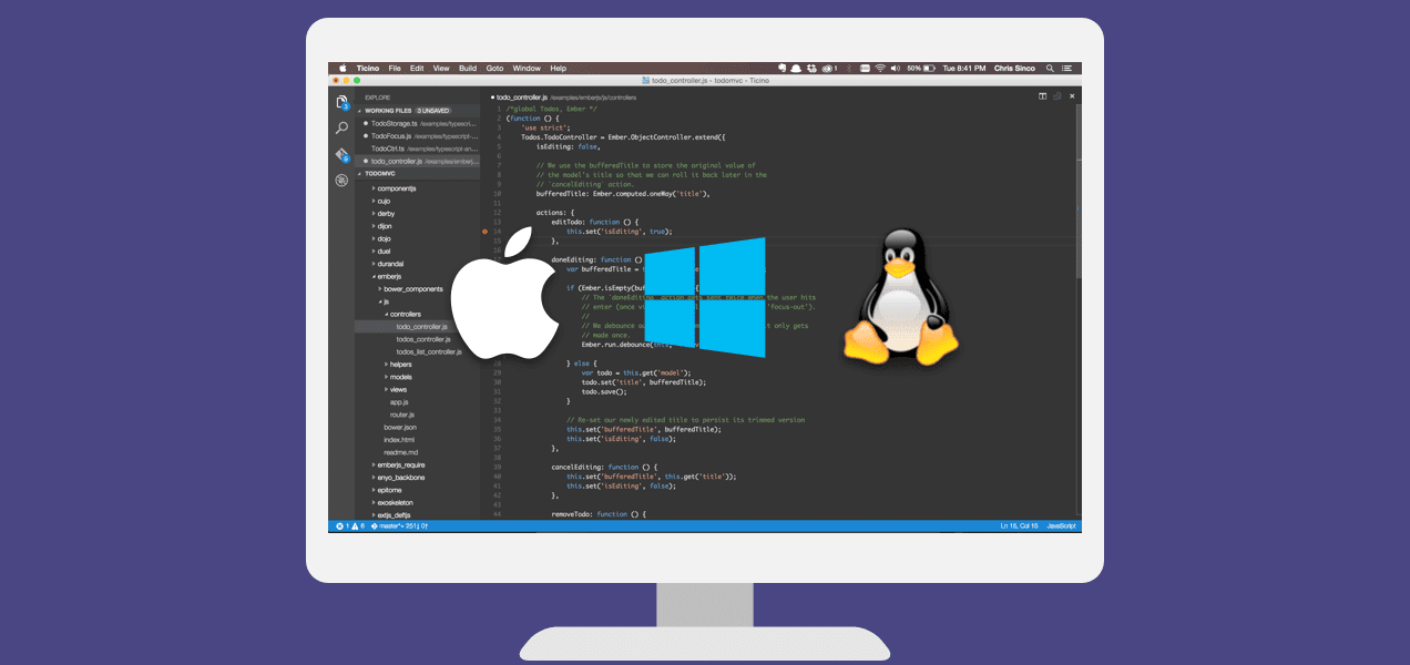 Visual Studio Code 可在 macOS、Linux 和 Windows 上运行