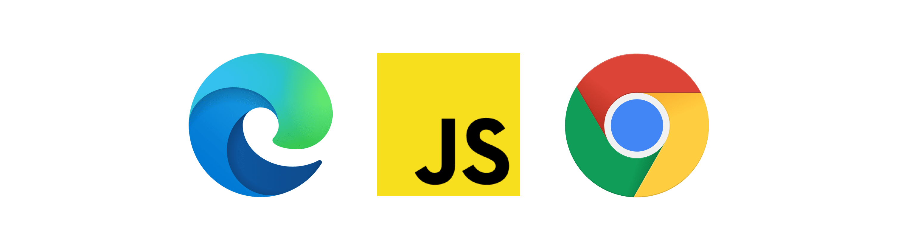 JavaScript、Edge 和 Chrome 徽标