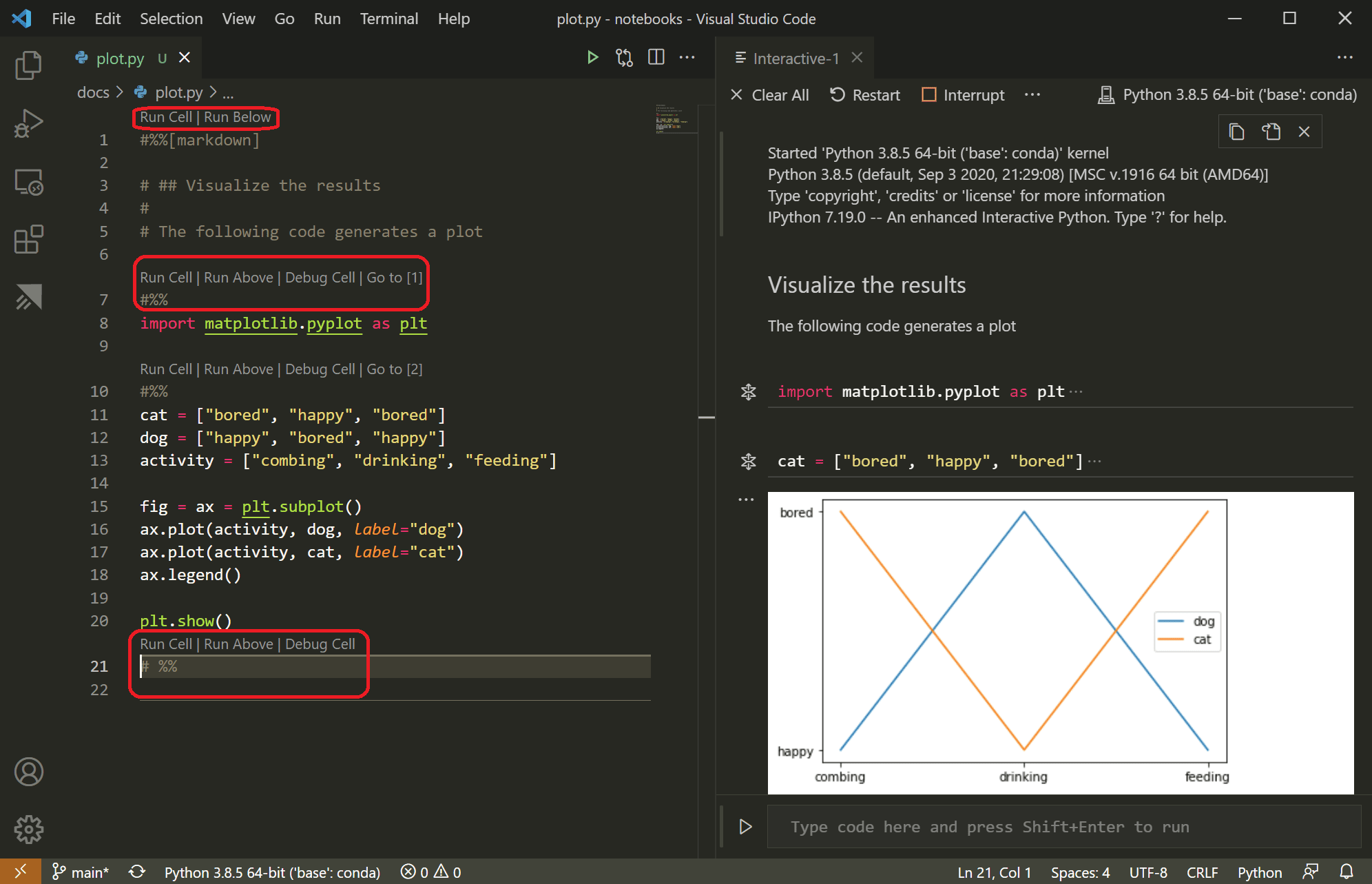 在 VS Code 和 Python 交互窗口中运行的 Jupyter 笔记本