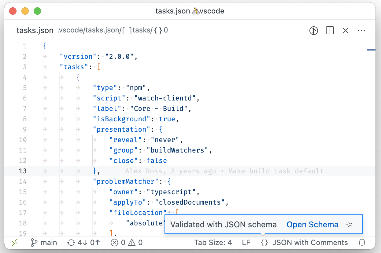 JSON 语言状态项链接到用于验证的模式