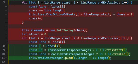 使用旧算法的 TypeScript 代码更改差异