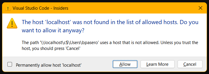 Windows UNC 允许对话框