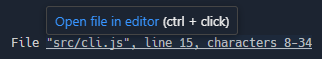 现在可以检测到样式“文件“src/cli.js”，第 15 行，字符 8-34”中的链接