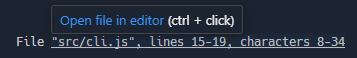 现在可以检测到样式“文件“src/cli.js”，第 15-19 行，字符 8-34”中的链接