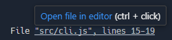 现在可以检测到“文件“src/cli.js”第 15-19 行”样式中的链接